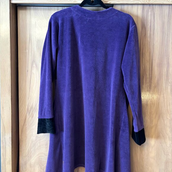 Purple Velvet Coat, Velvet Cardigan, 3D Flower Jacket, purple duster, Velour - Picture 8 of 11